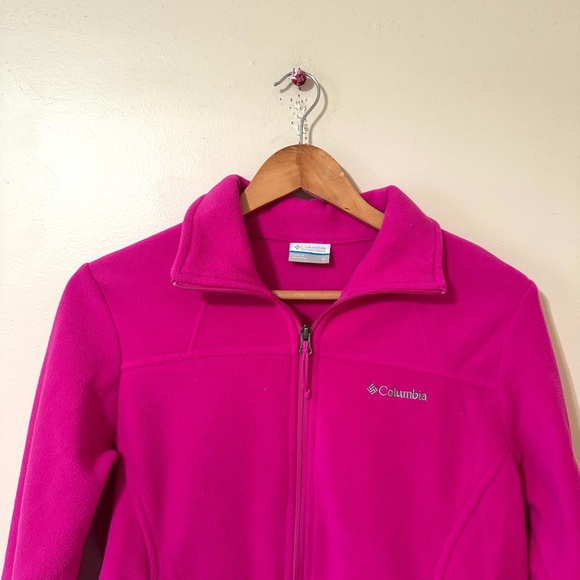 Columbia Fleece Zip Up Sweater Jacket Hot Pink Fuchsia Small - Picture 2 of 7